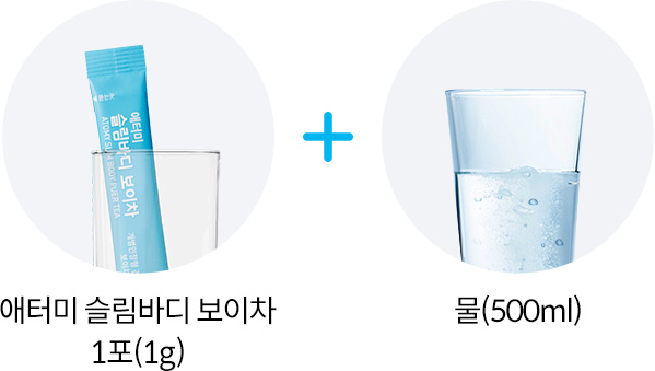 애터미 슬림바디 보이차 1포(1g) + 물(500ml)